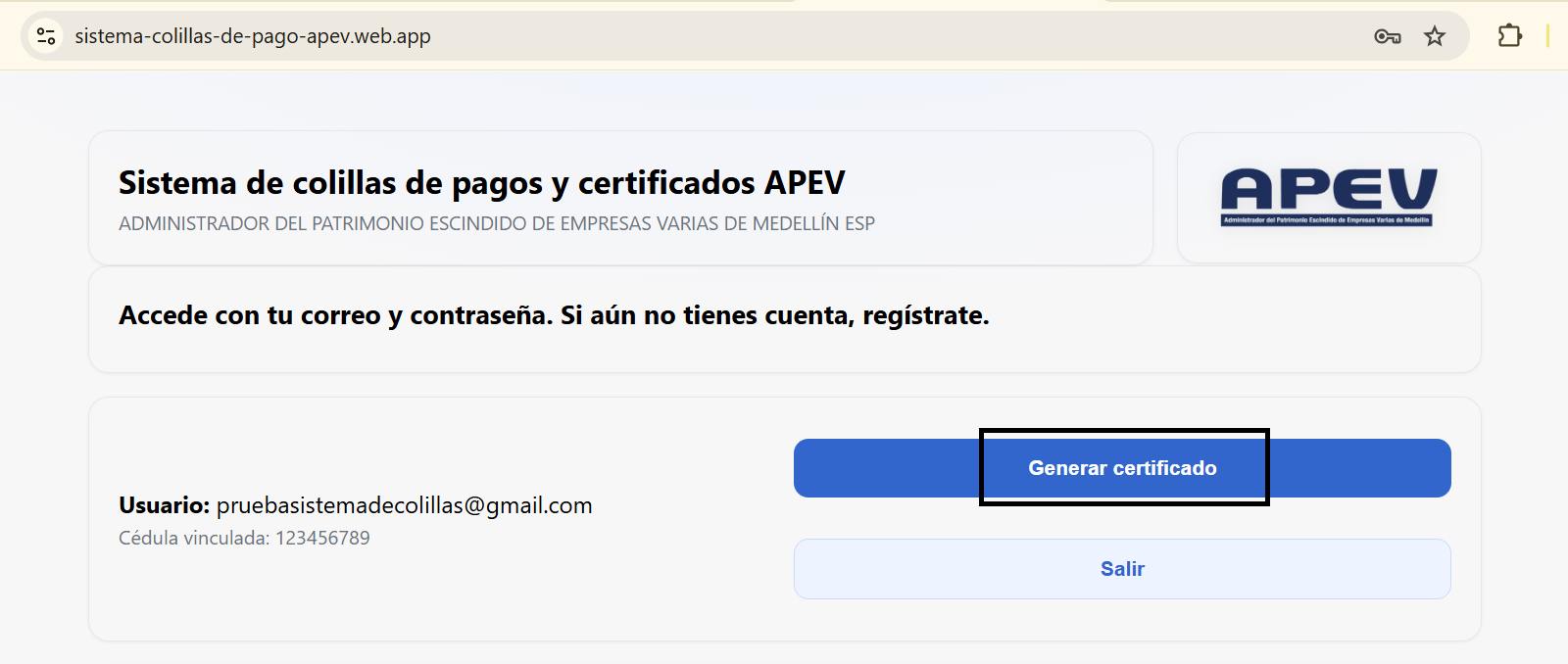 Descarga certificado