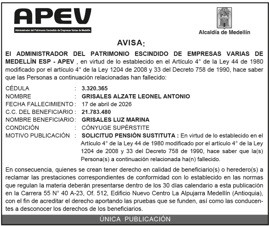 Comunicado institucional APEV